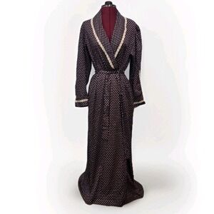 1970s Barbizon Robe Cottagecore Prairie Lace Trim Long Maxi Dressing Gown  Blue